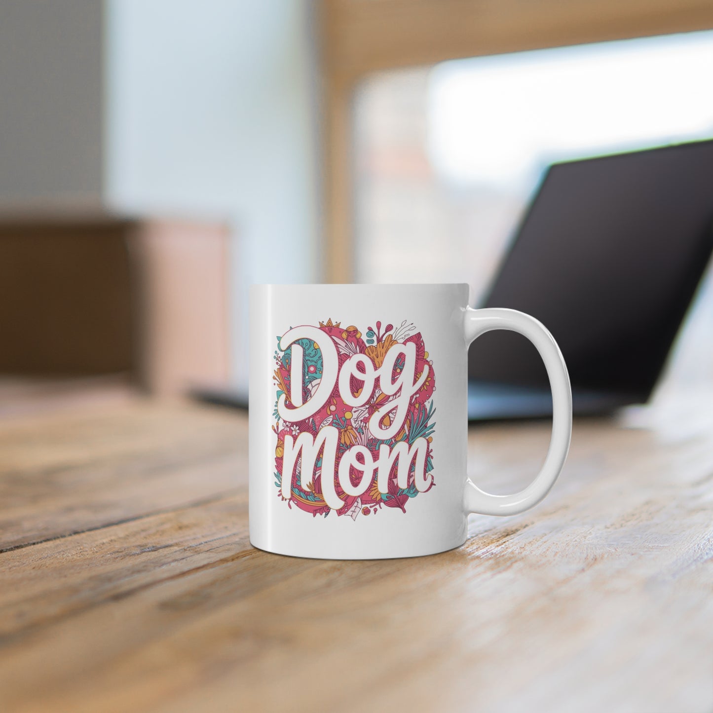 Dog Mom Mug — Floral 11oz Coffee Cup for Dog Lovers - Happy Tails