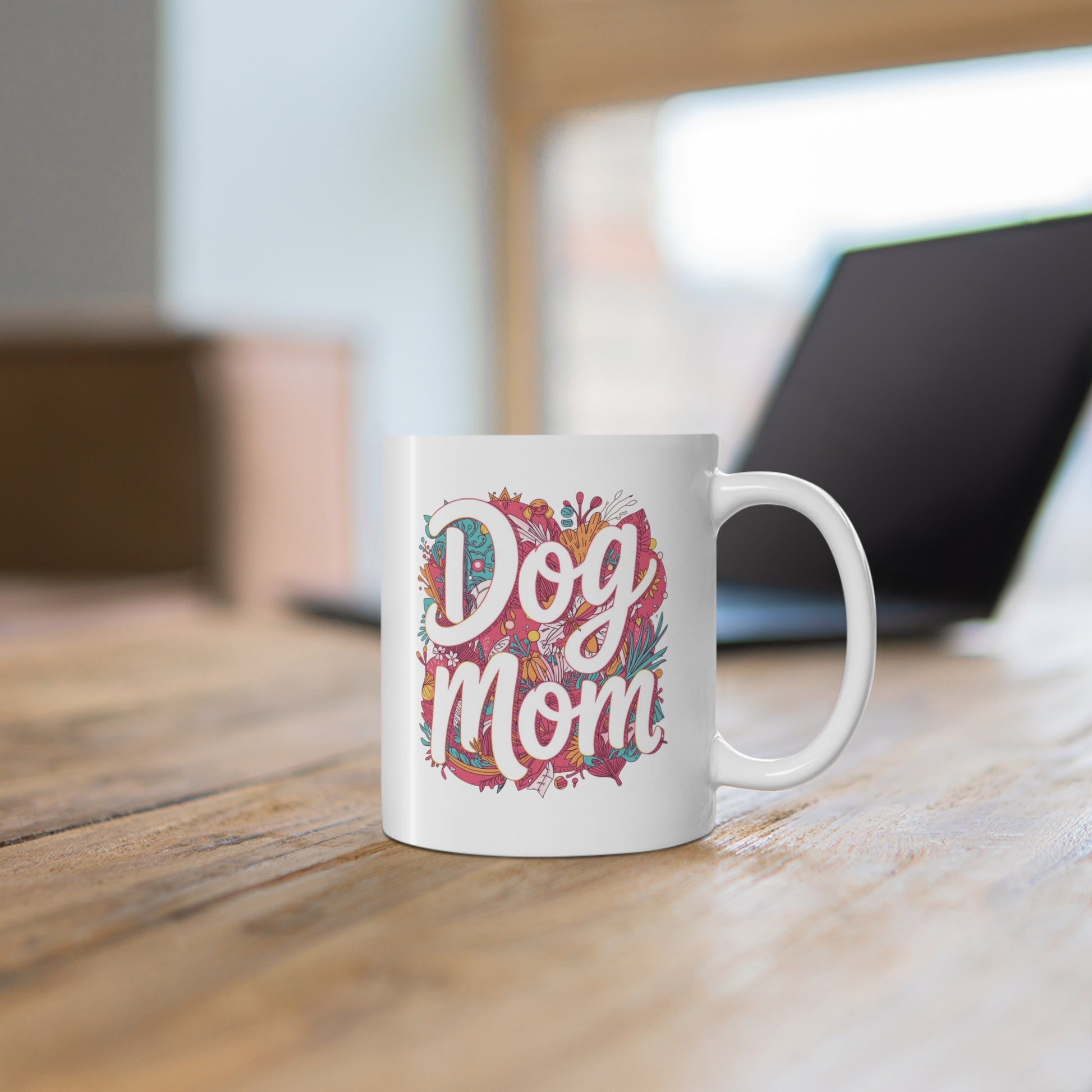 Dog Mom Mug — Floral 11oz Coffee Cup for Dog Lovers - Happy Tails