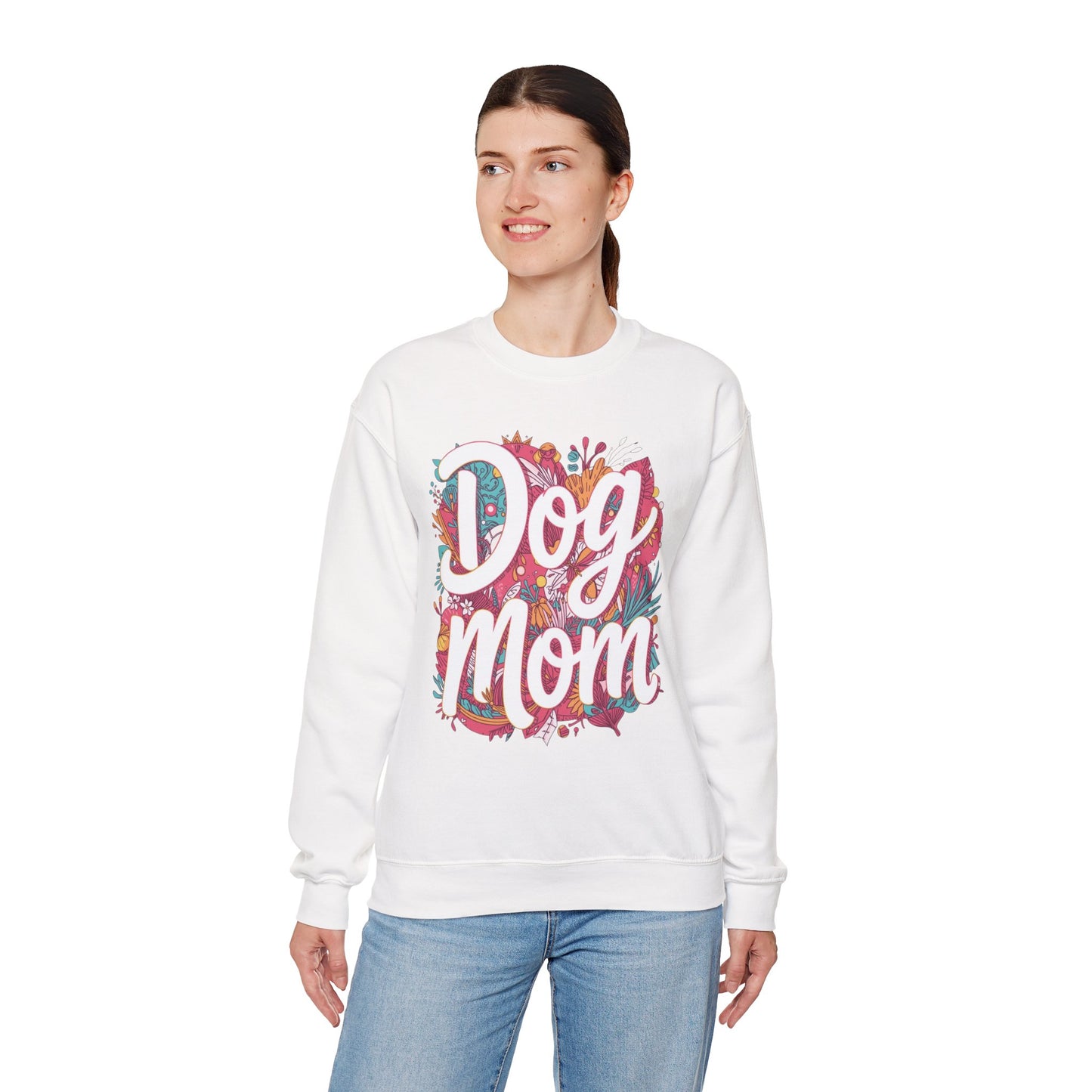 Dog Mom Sweatshirt — Floral Script Crewneck for Dog Lovers - Happy Tails