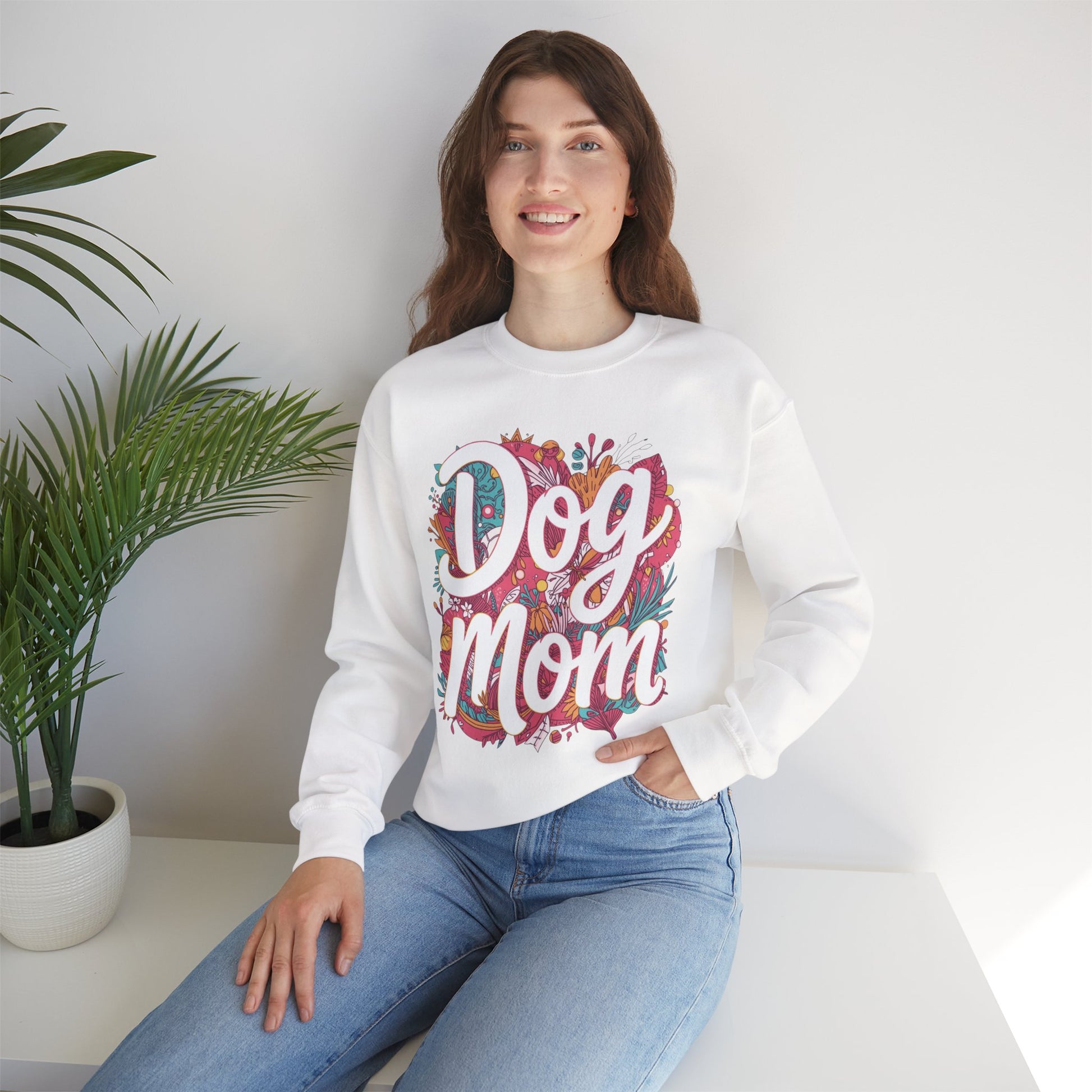 Dog Mom Sweatshirt — Floral Script Crewneck for Dog Lovers - Happy Tails